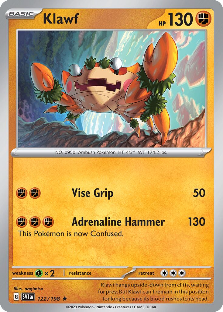 Klawf 122/258 — Scarlet & Violet (English Pokémon TCG card)