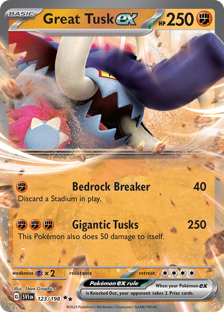 Great Tusk ex 123/258 — Scarlet & Violet (English Pokémon TCG card)