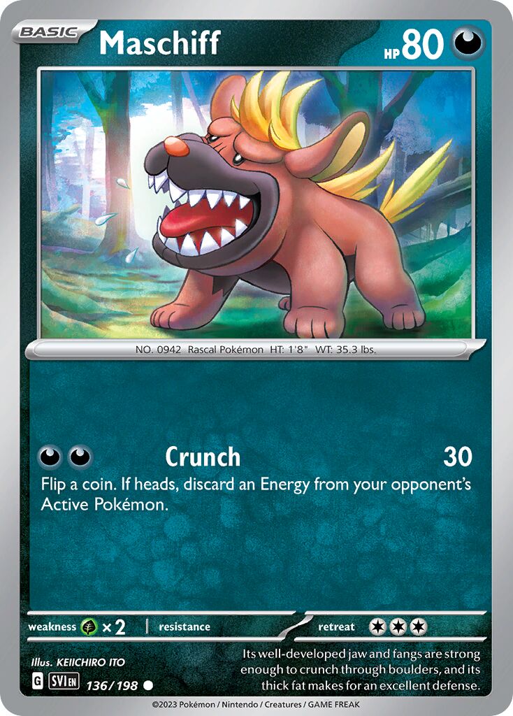 Maschiff 136/258 — Scarlet & Violet (English Pokémon TCG card)