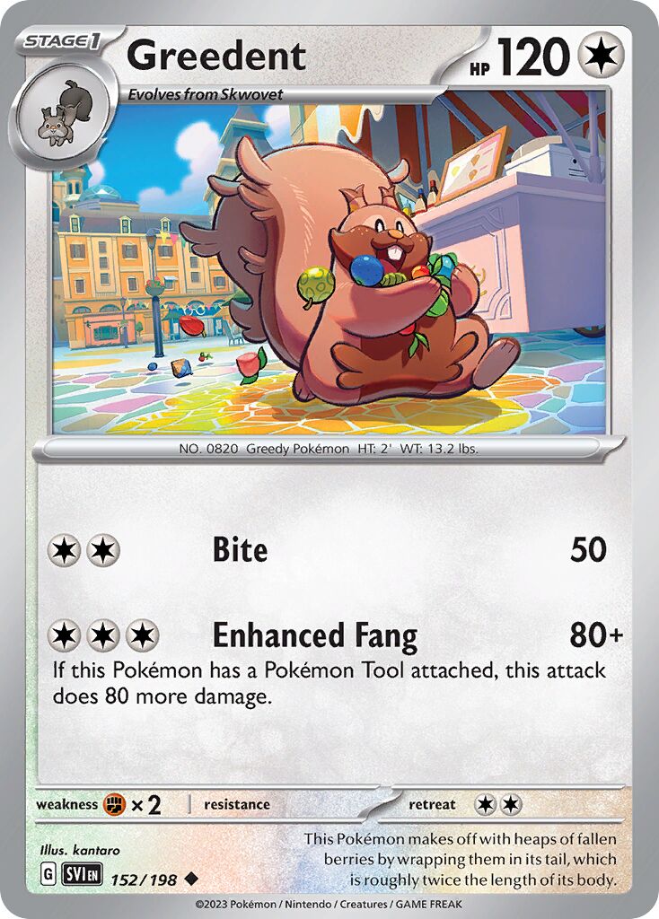 Greedent 152/258 — Scarlet & Violet (English Pokémon TCG card)