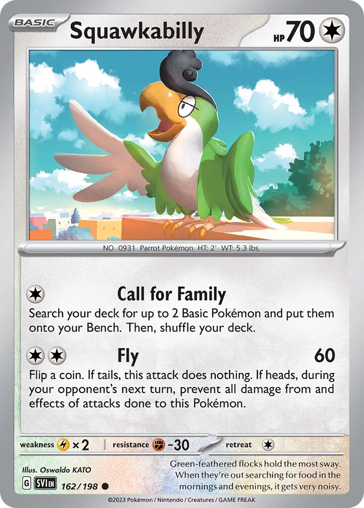 Squawkabilly 162/258 — Scarlet & Violet (English Pokémon TCG card)