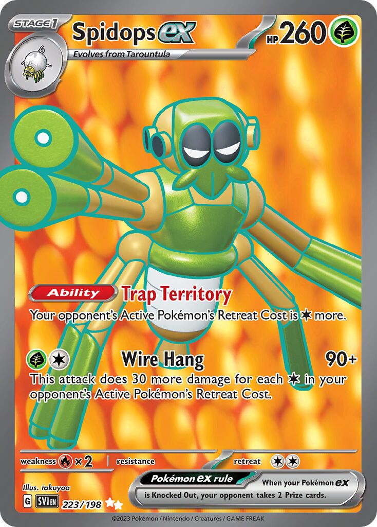 Spidops ex 223/258 — Scarlet & Violet (English Pokémon TCG card)