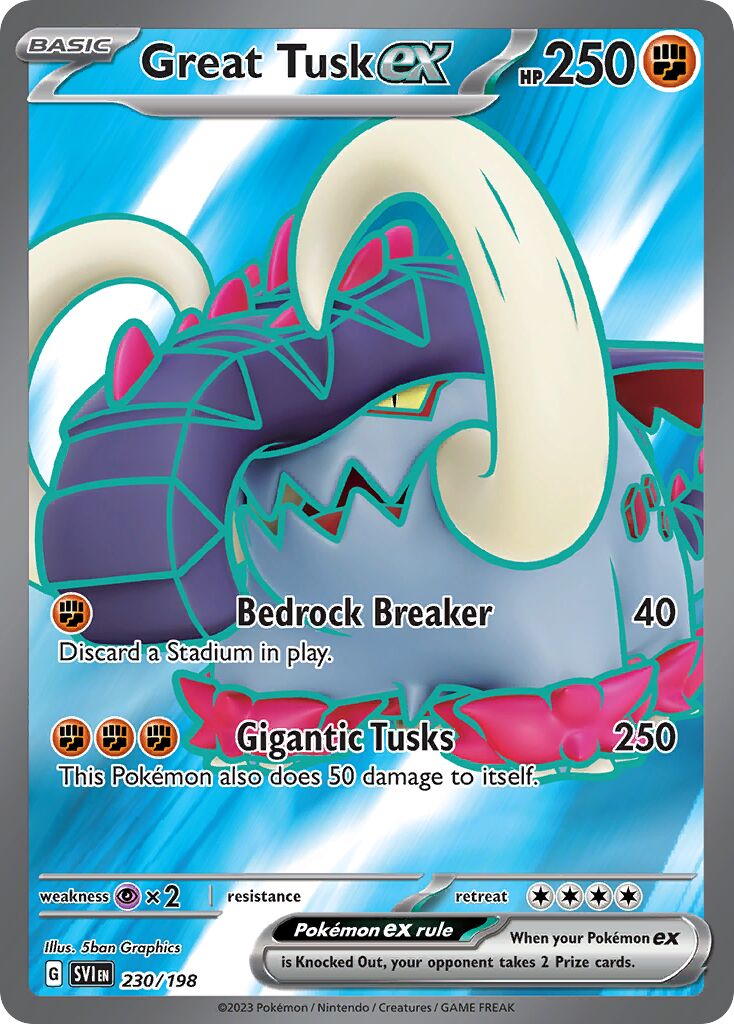 Great Tusk ex 230/258 — Scarlet & Violet (English Pokémon TCG card)