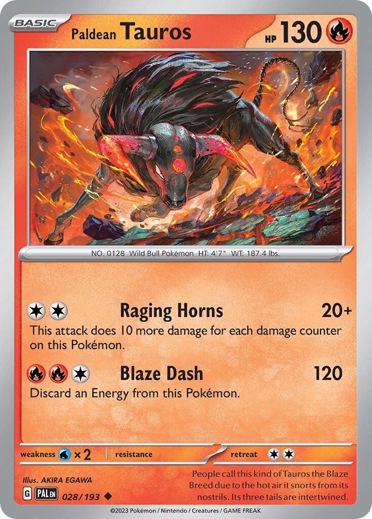 Paldean Tauros 028/279 — Paldea Evolved (English Pokémon TCG card)