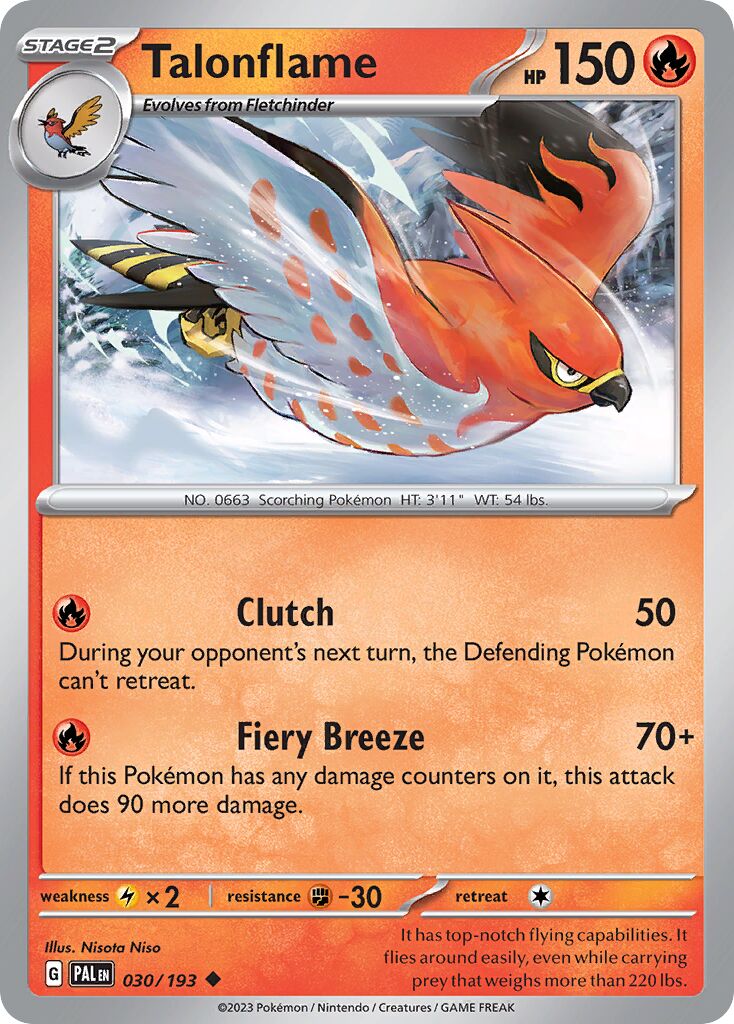 Talonflame 030/279 — Paldea Evolved (English Pokémon TCG card)