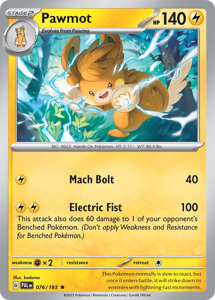 Pawmot 076/279 — Paldea Evolved (English Pokémon TCG card)