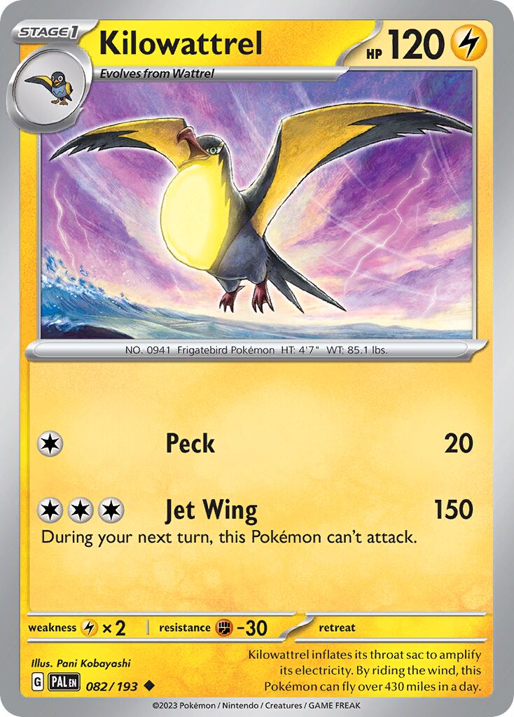 Kilowattrel 082/279 — Paldea Evolved (English Pokémon TCG card)