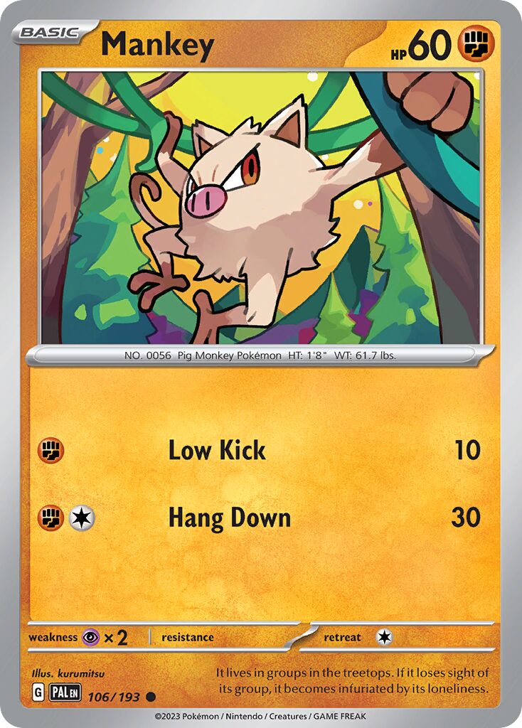 Mankey 106/279 — Paldea Evolved (English Pokémon TCG card)
