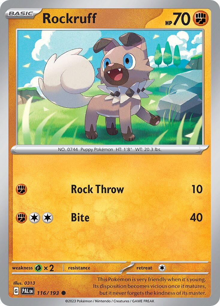 Rockruff 116/279 — Paldea Evolved (English Pokémon TCG card)
