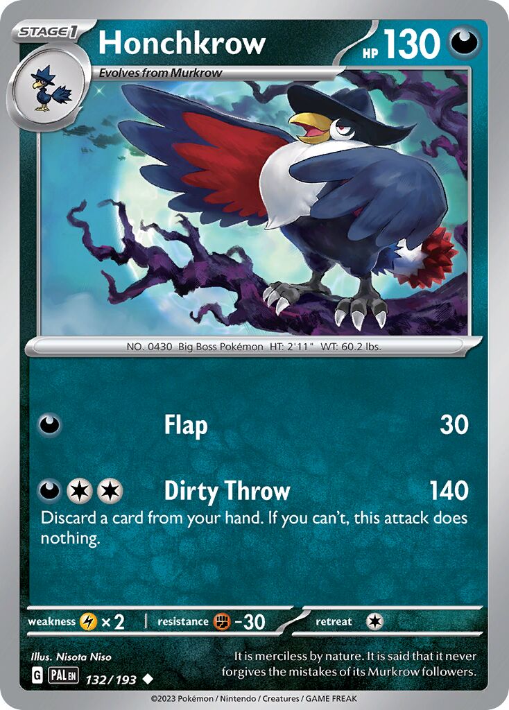 Honchkrow 132/279 — Paldea Evolved (English Pokémon TCG card)