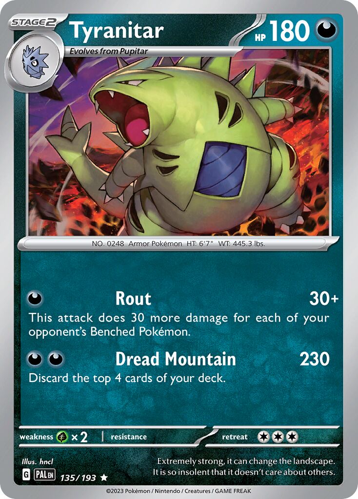 Tyranitar 135/279 — Paldea Evolved (English Pokémon TCG card)