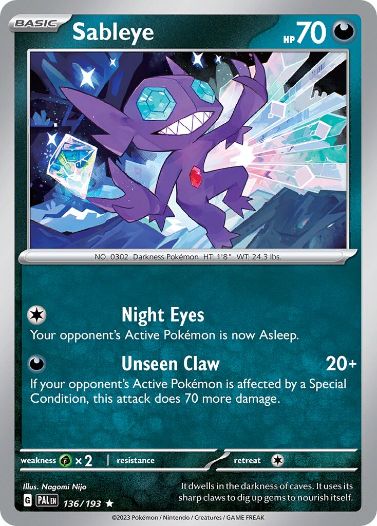 Sableye 136/279 — Paldea Evolved (English Pokémon TCG card)