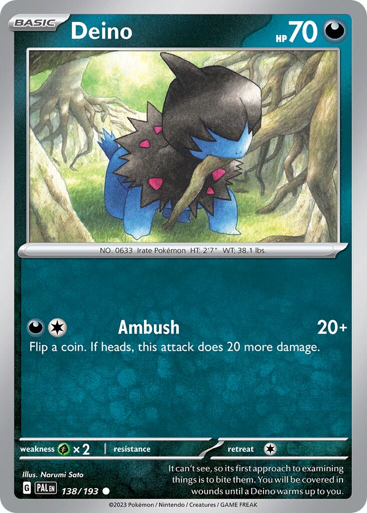 Deino 138/279 — Paldea Evolved (English Pokémon TCG card)