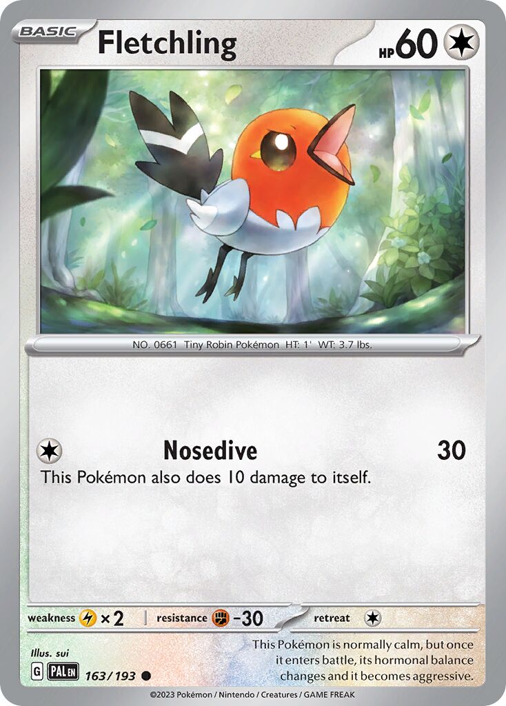 Fletchling 163/279 — Paldea Evolved (English Pokémon TCG card)