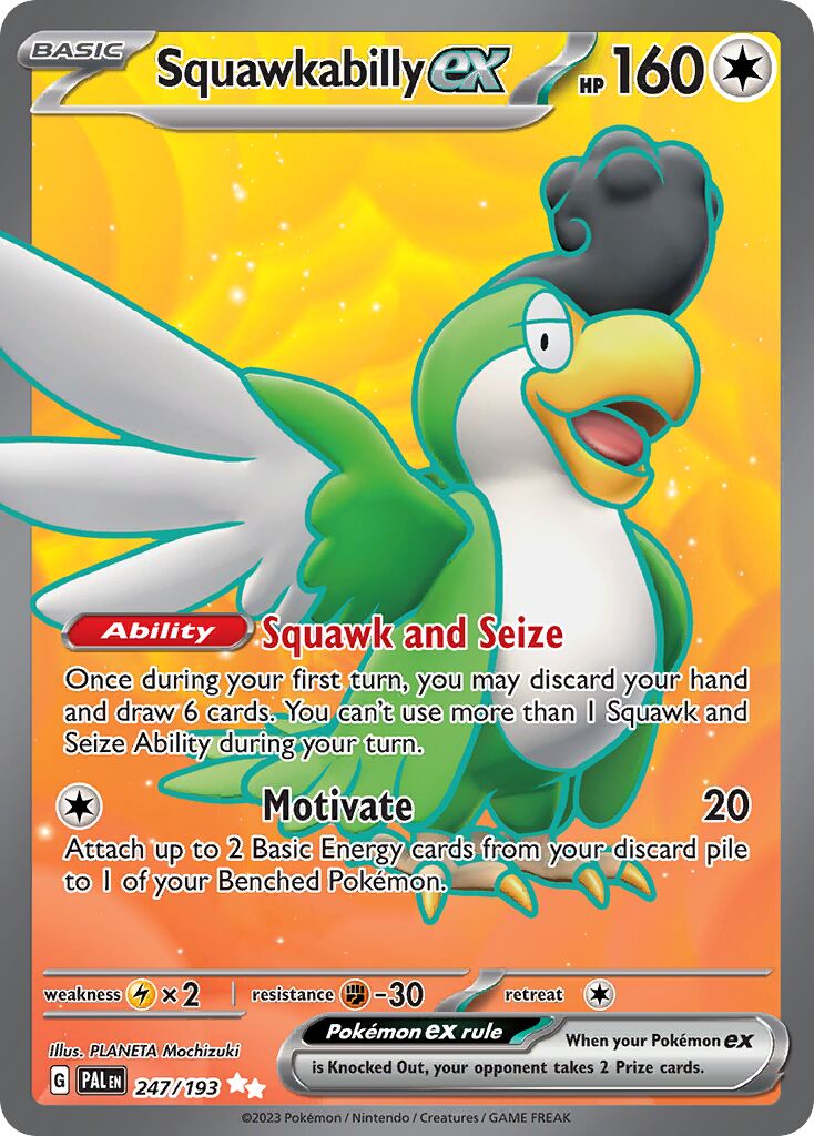 Squawkabilly ex 247/279 — Paldea Evolved (English Pokémon TCG card)