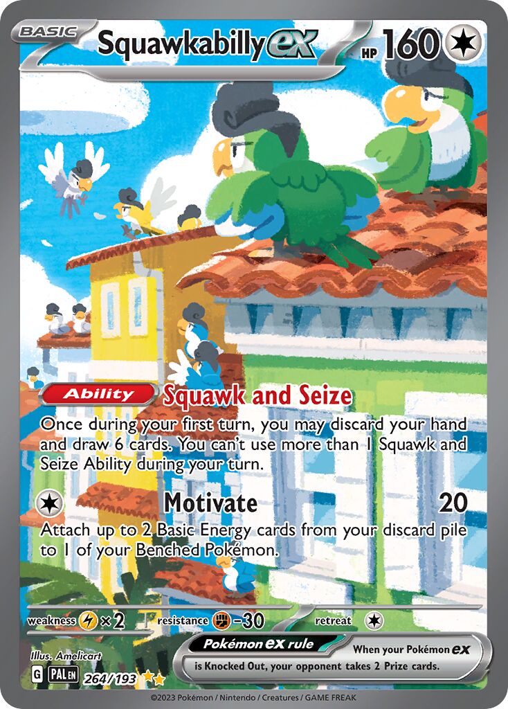 Squawkabilly ex 264/279 — Paldea Evolved (English Pokémon TCG card)