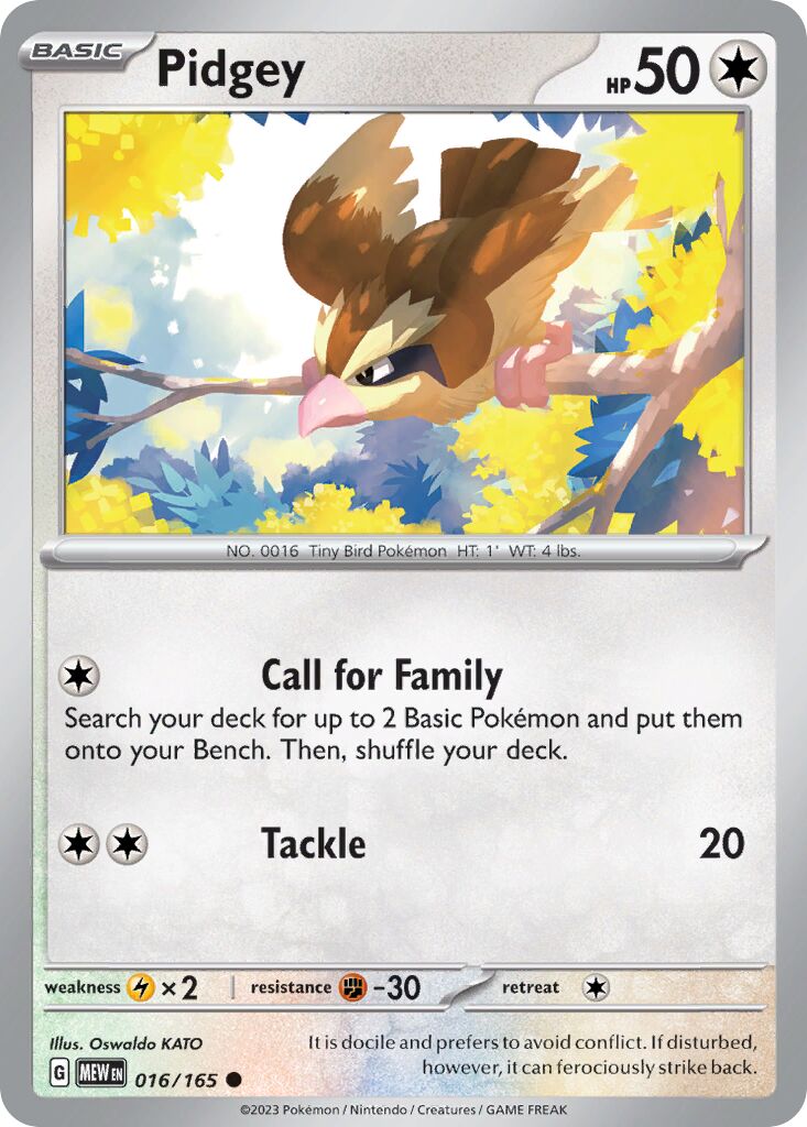 Pidgey 016/207 — 151 (English Pokémon TCG card)