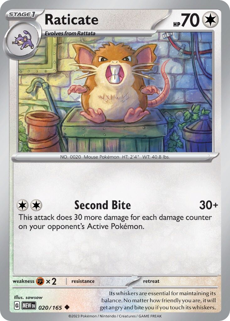 Raticate 020/207 — 151 (English Pokémon TCG card)