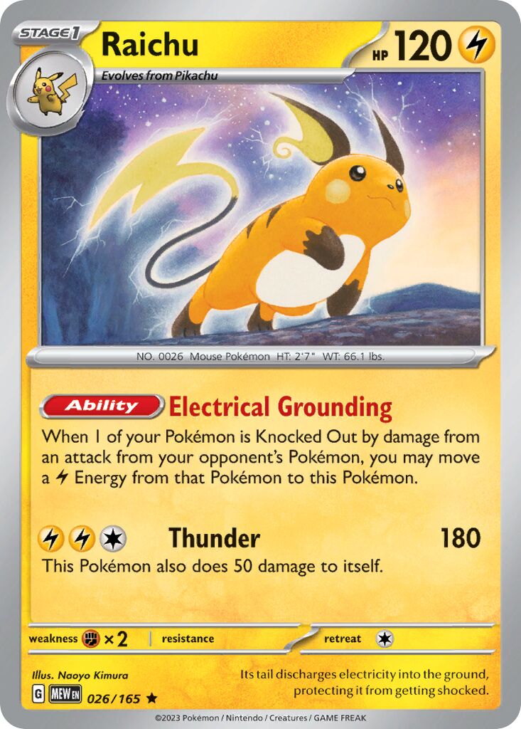 Raichu 026/207 — 151 (English Pokémon TCG card)