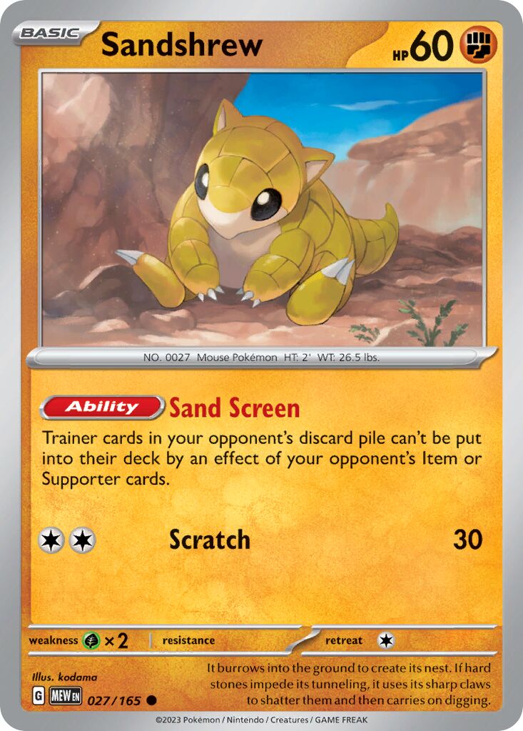 Sandshrew 027/207 — 151 (English Pokémon TCG card)