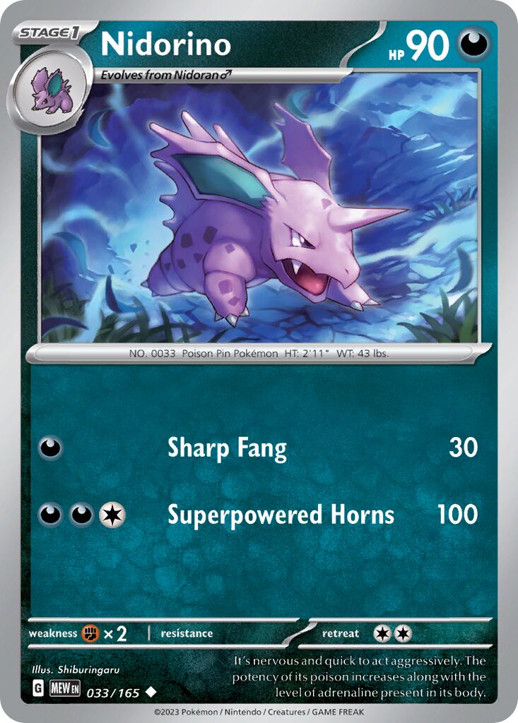 Nidorino 033/207 — 151 (English Pokémon TCG card)