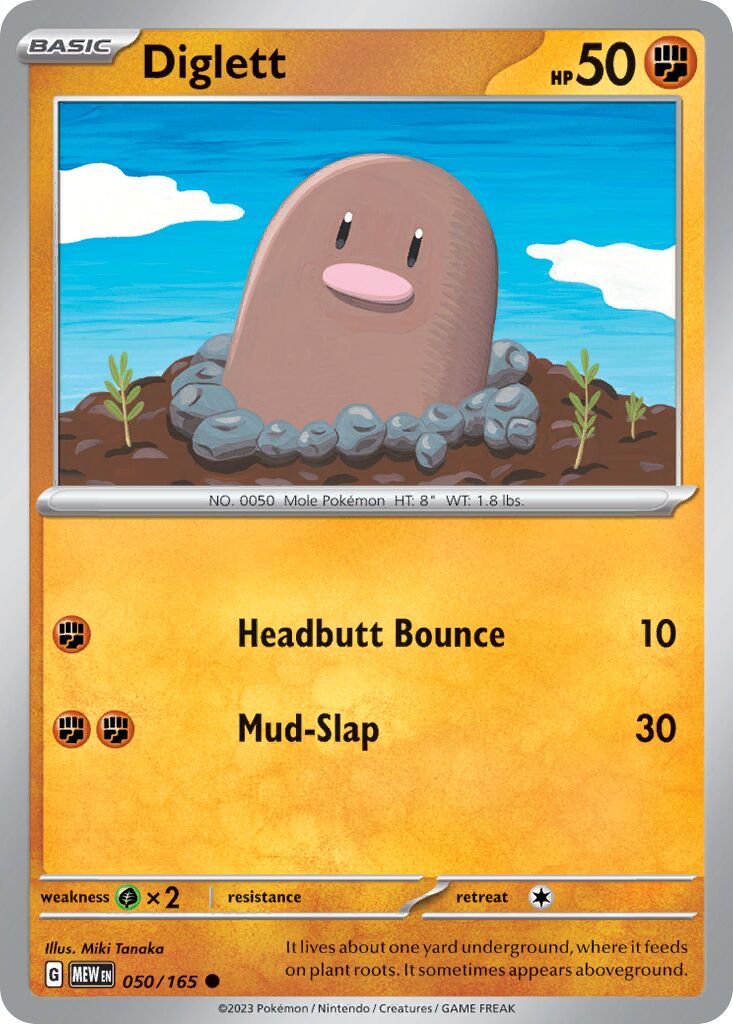 Diglett 050/207 — 151 (English Pokémon TCG card)