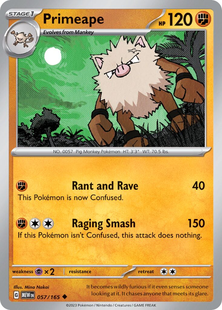 Primeape 057/207 — 151 (English Pokémon TCG card)