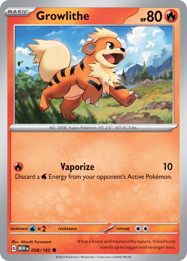 Growlithe 058/207 — 151 (English Pokémon TCG card)