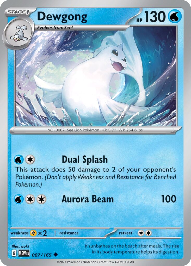 Dewgong 087/207 — 151 (English Pokémon TCG card)