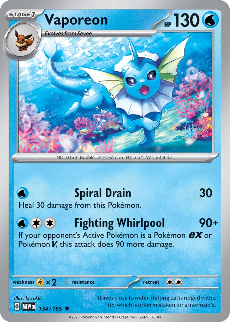 Vaporeon 134/207 — 151 (English Pokémon TCG card)