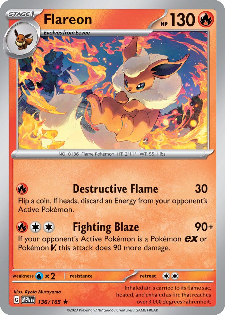 Flareon 136/207 — 151 (English Pokémon TCG card)