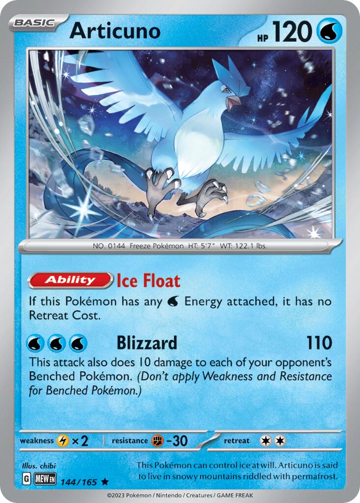 Articuno 144/207 — 151 (English Pokémon TCG card)