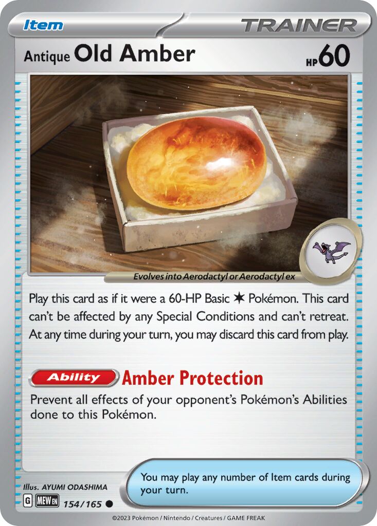 Antique Old Amber 154/207 — 151 (English Pokémon TCG card)