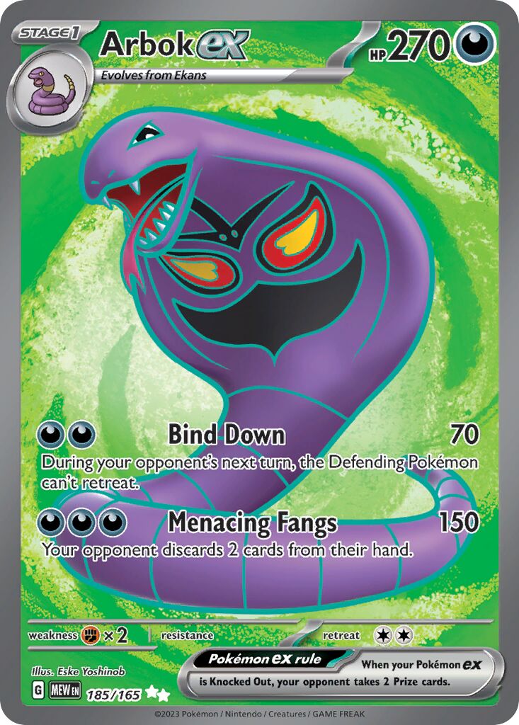 Arbok ex 185/207 — 151 (English Pokémon TCG card)