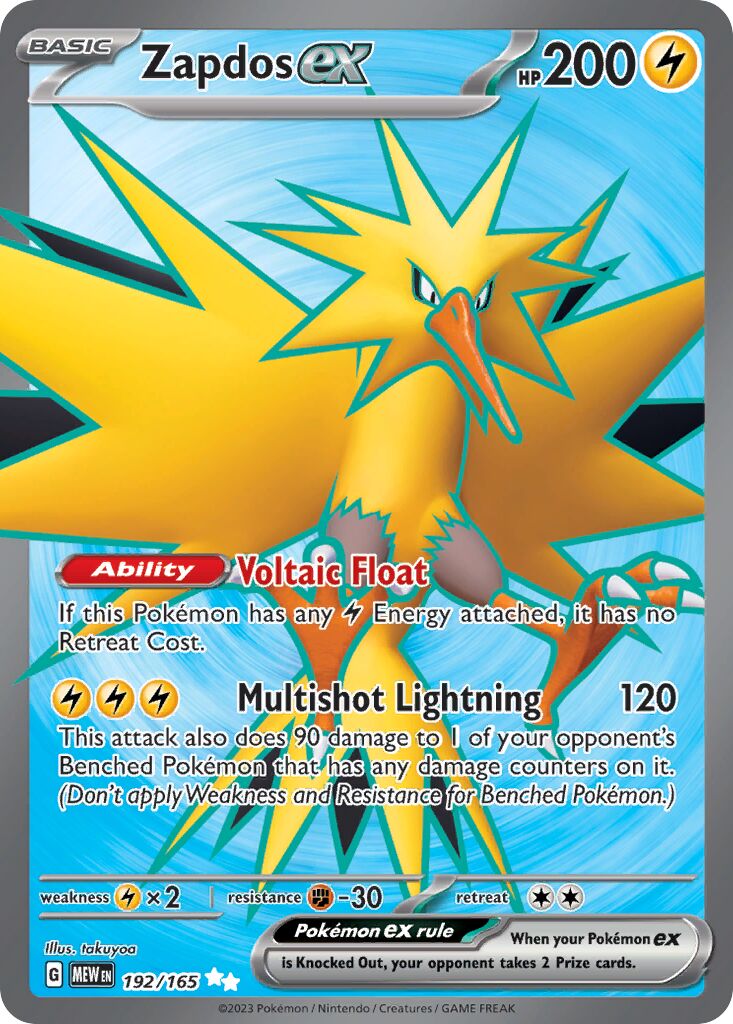 Zapdos ex 192/207 — 151 (English Pokémon TCG card)