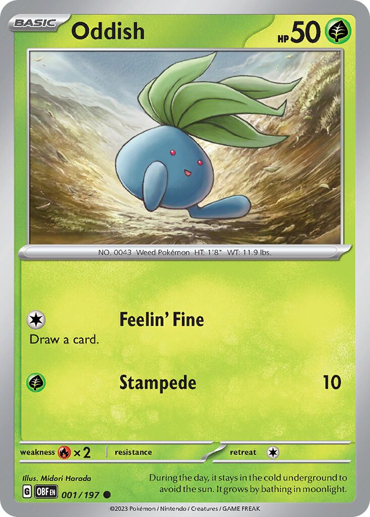 Oddish 001/230 — Obsidian Flames (English Pokémon TCG card)