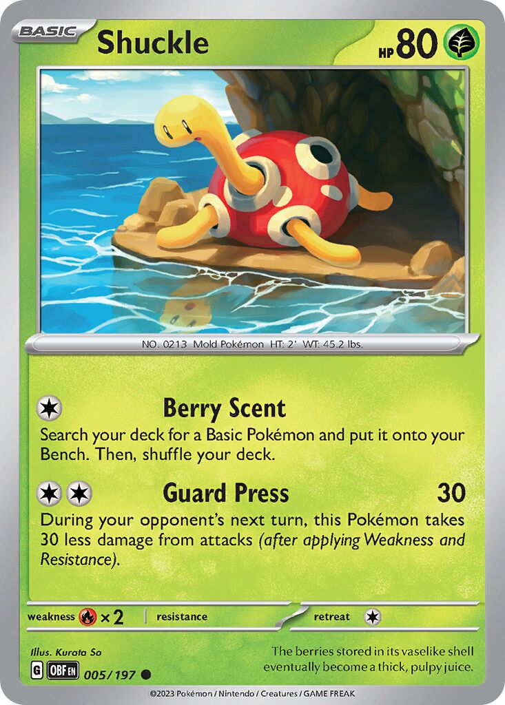 Shuckle 005/230 — Obsidian Flames (English Pokémon TCG card)