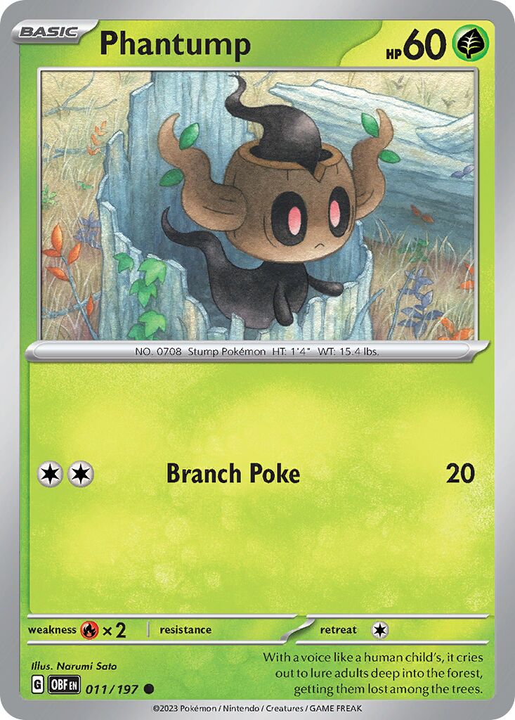 Phantump 011/230 — Obsidian Flames (English Pokémon TCG card)