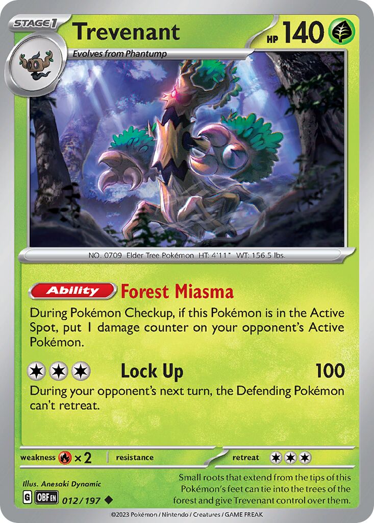 Trevenant 012/230 — Obsidian Flames (English Pokémon TCG card)
