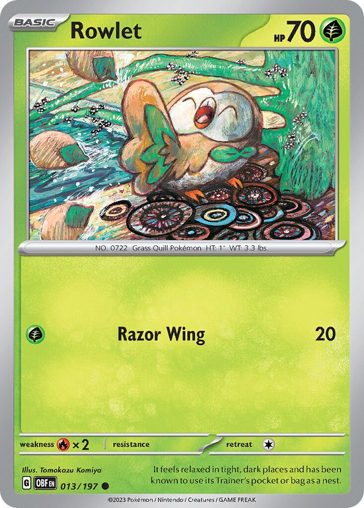 Rowlet 013/230 — Obsidian Flames (English Pokémon TCG card)