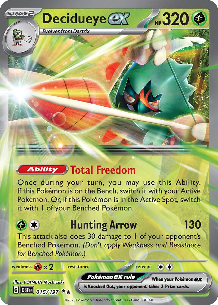 Decidueye ex 015/230 — Obsidian Flames (English Pokémon TCG card)