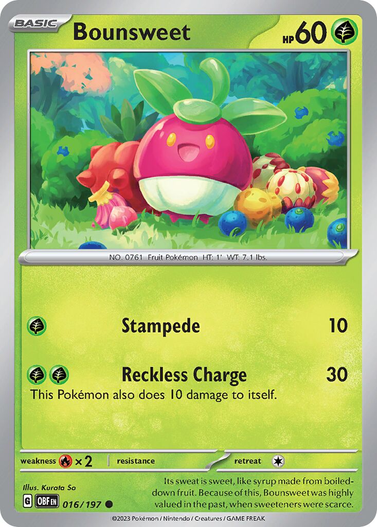 Bounsweet 016/230 — Obsidian Flames (English Pokémon TCG card)