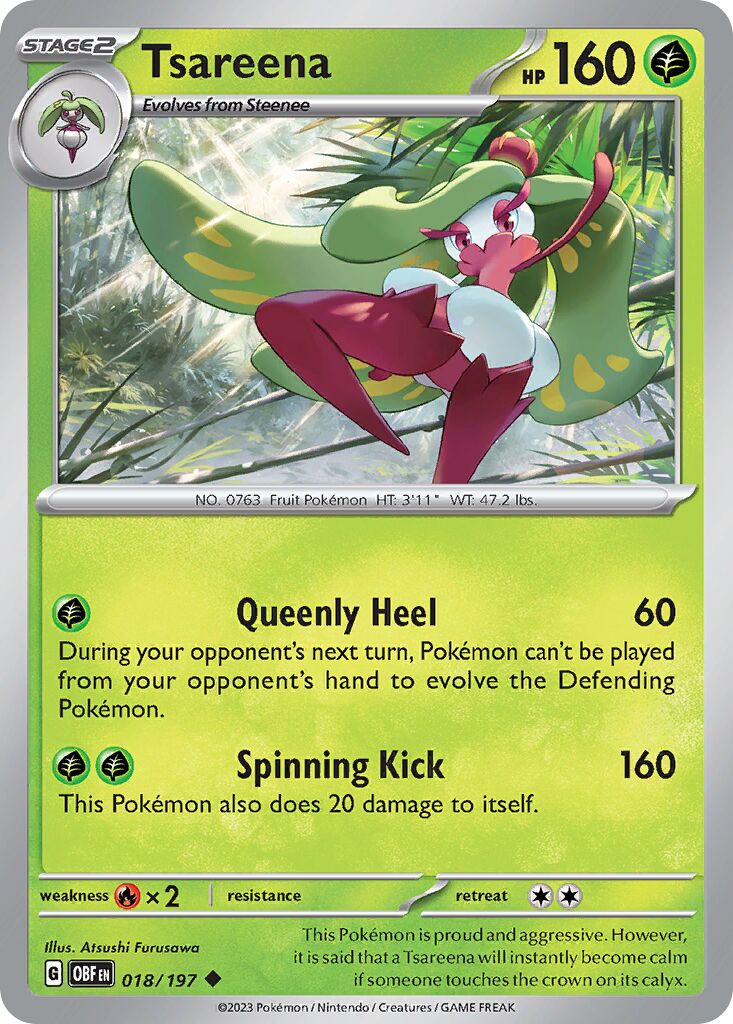 Tsareena 018/230 — Obsidian Flames (English Pokémon TCG card)