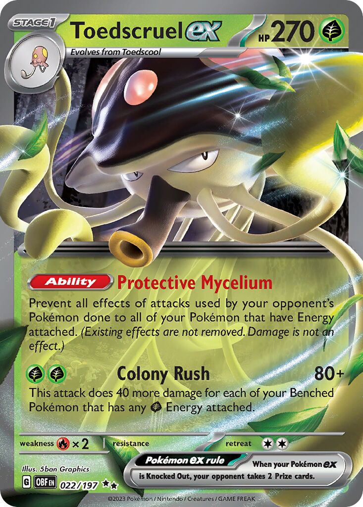 Toedscruel ex 022/230 — Obsidian Flames (English Pokémon TCG card)