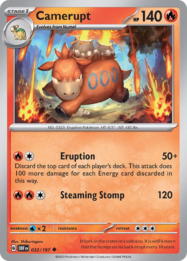 Camerupt 032/230 — Obsidian Flames (English Pokémon TCG card)
