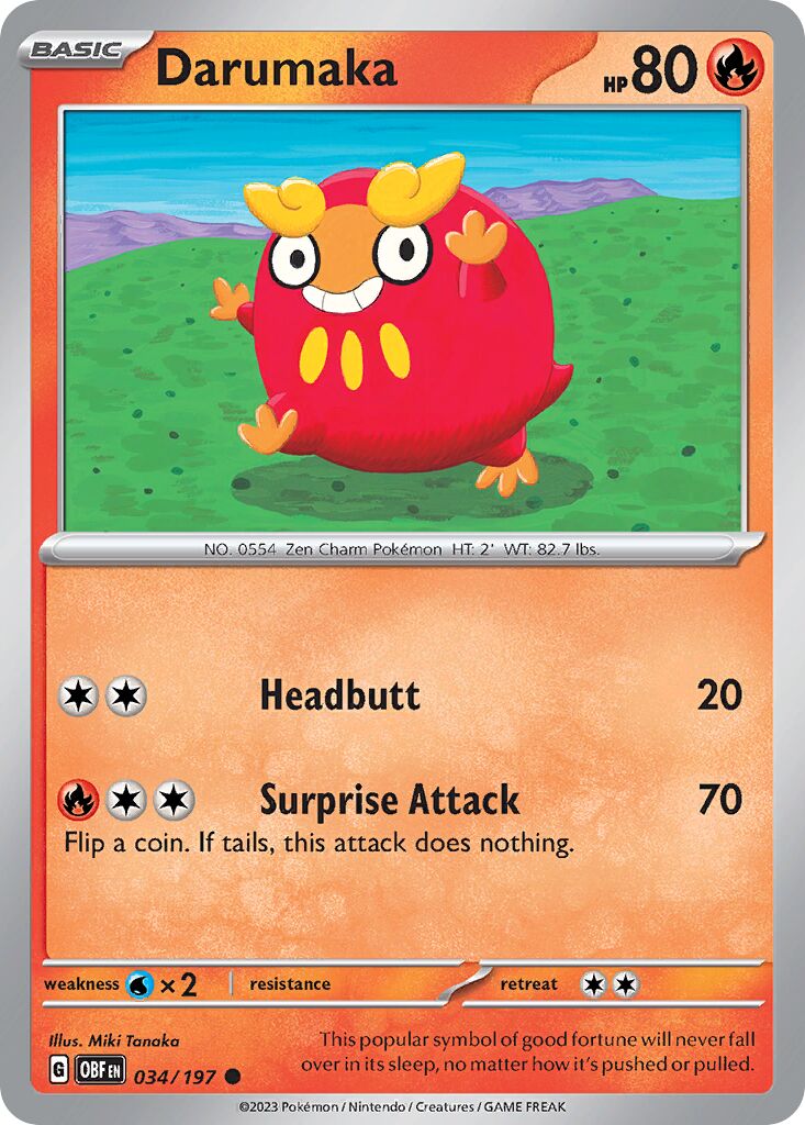 Darumaka 034/230 — Obsidian Flames (English Pokémon TCG card)