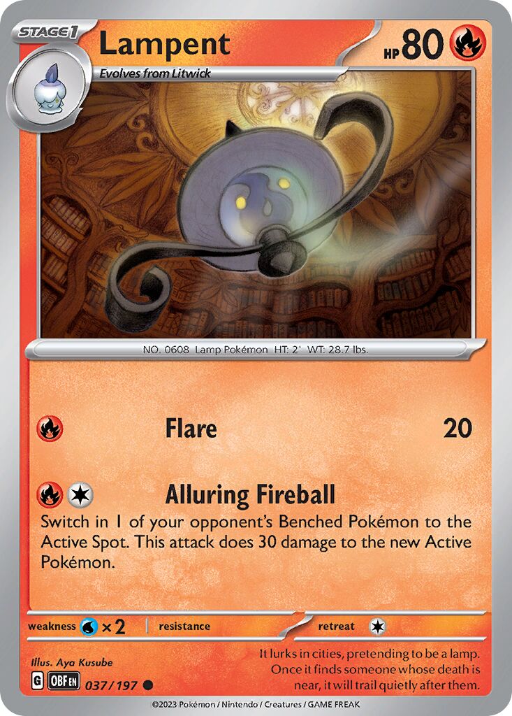 Lampent 037/230 — Obsidian Flames (English Pokémon TCG card)