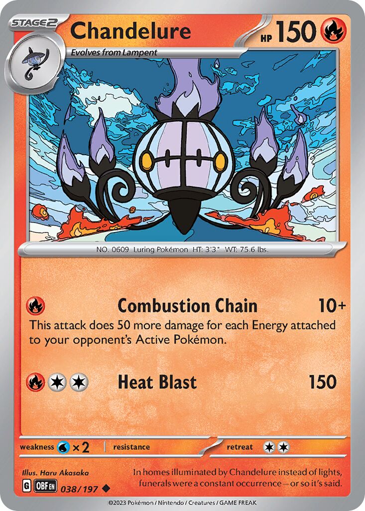 Chandelure 038/230 — Obsidian Flames (English Pokémon TCG card)