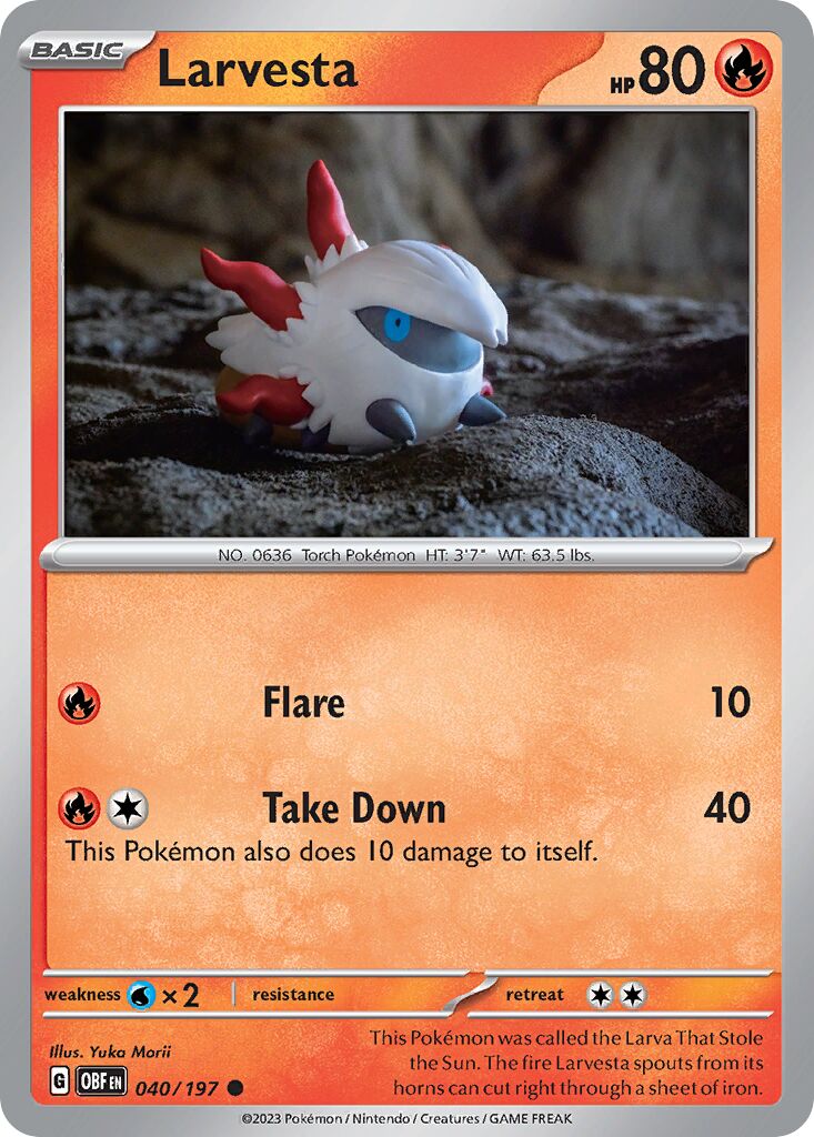 Larvesta 040/230 — Obsidian Flames (English Pokémon TCG card)