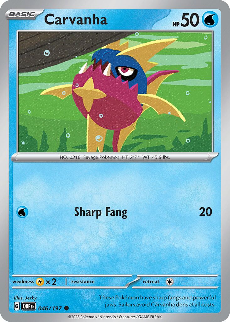 Carvanha 046/230 — Obsidian Flames (English Pokémon TCG card)